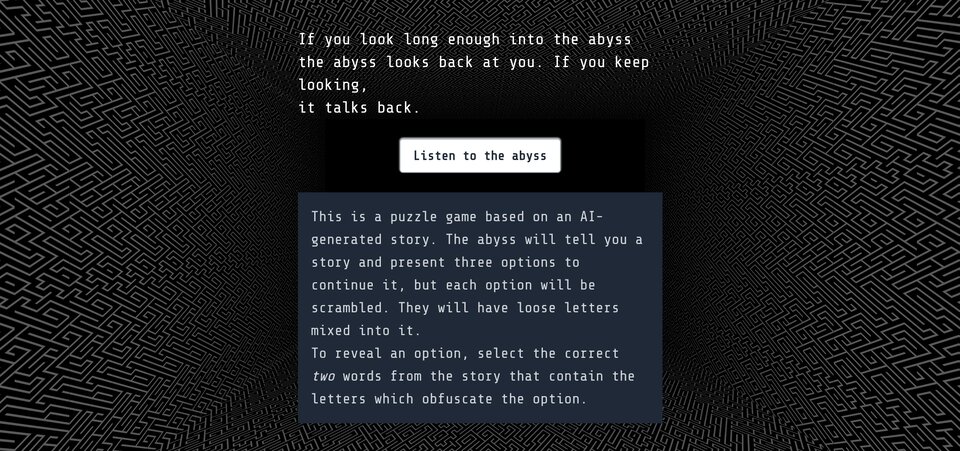 The Abyss Talks Back homepage